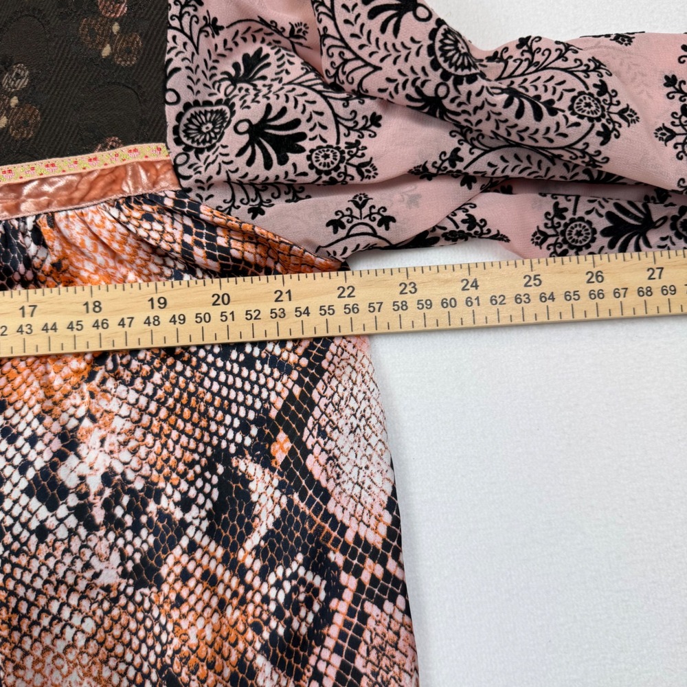 Ivy Jane Womens Mixed Media Snakeskin Floral Blouse XL Pink Brown Boho 630175 - Picture 6 of 9